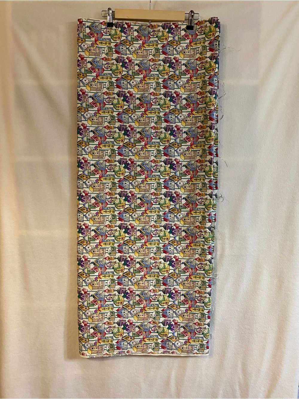 44" x 144" 4 yards vintage 90s Fabric Traditions birdhouse cotton fabric